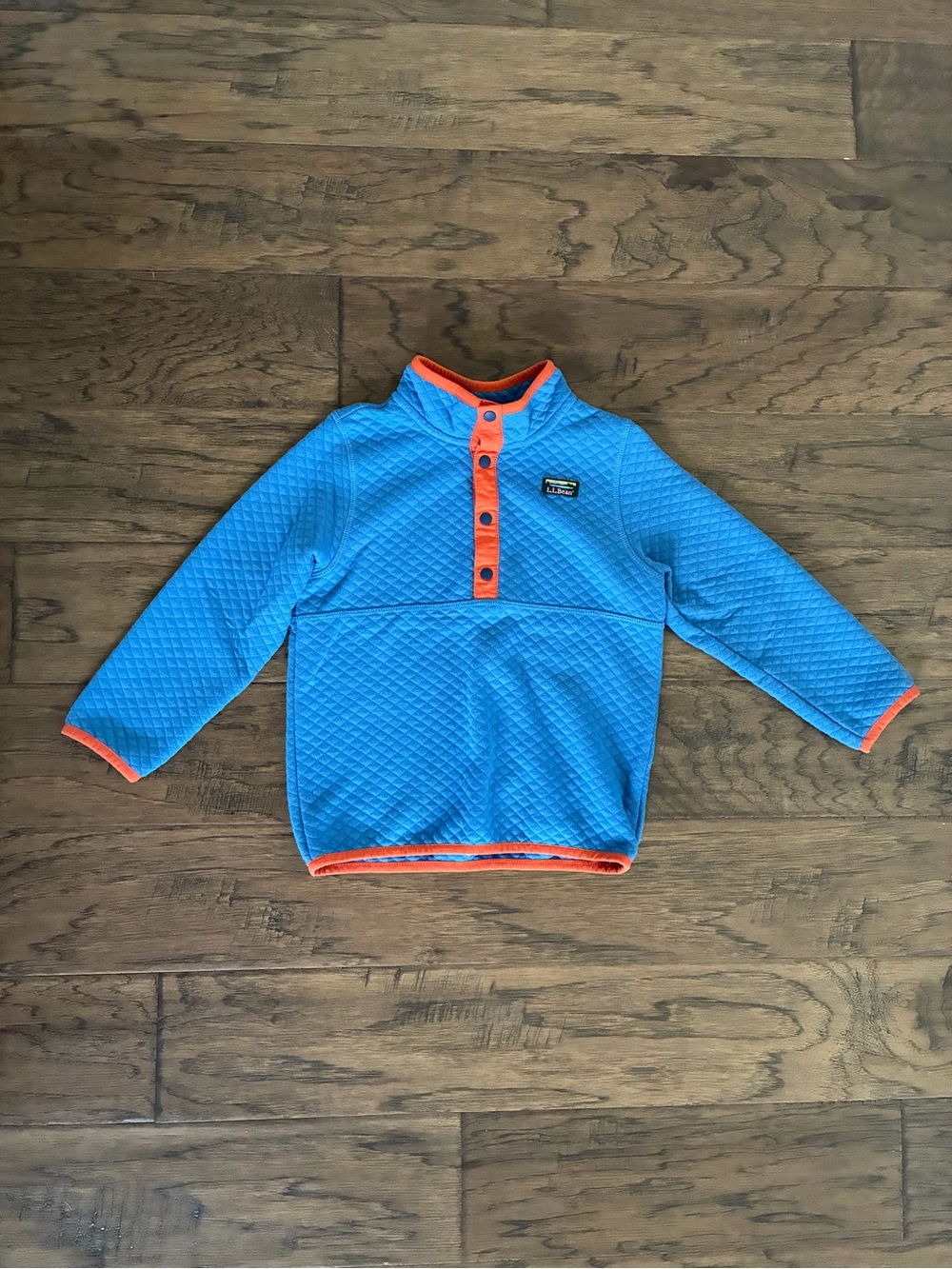 L.L. Bean Toddler Blue Quilted Pullover with Orange Trim